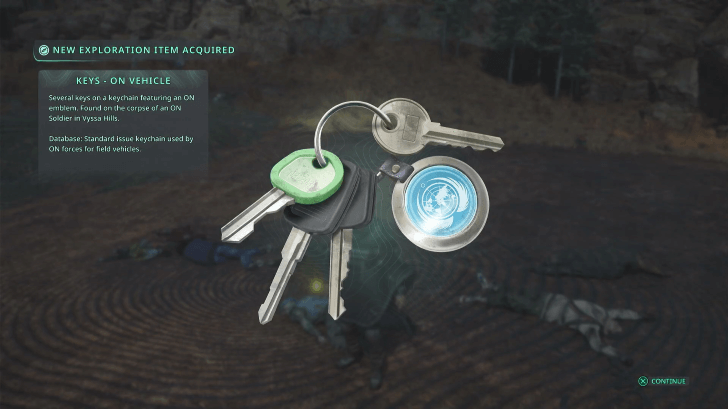 Hell is Us - Loot the Keys - ON Vehicle from the corpse of an ON Soldier