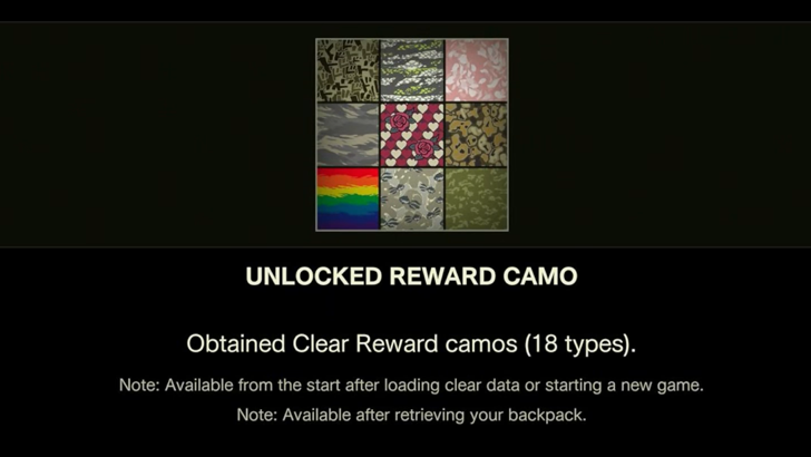 First Game Clear Camos