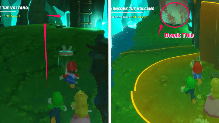 Mario Rabbids Sparks Of Hope - 27 Uncork The Volcano Grassy Ramp Sonic Block