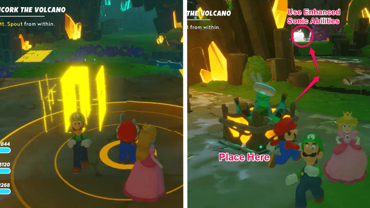 Mario Rabbids Sparks Of Hope - 14 Uncork The Volcano Reveal Crate Green Switch