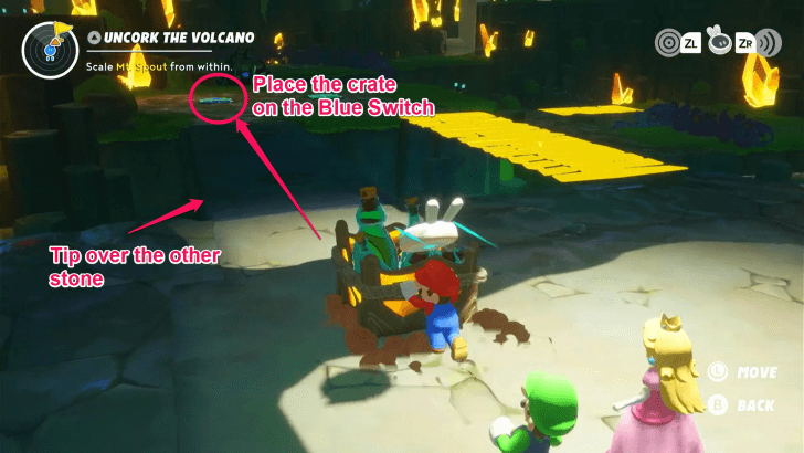 Mario Rabbids Sparks Of Hope - 12 Uncork The Volcano Place Crate on Blue Switch