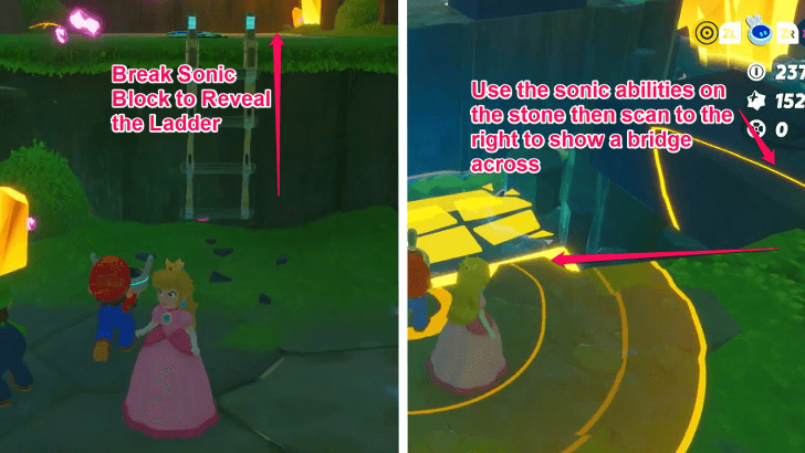 Mario Rabbids Sparks Of Hope - 11 Uncork The Volcano Sonic Stone Scan Bridge