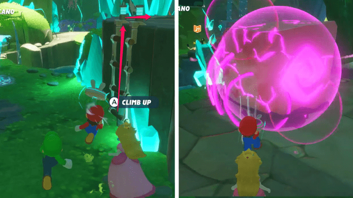 Mario Rabbids Sparks Of Hope - 21 Uncork The Volcano Path Ladder Break Sonic Block.