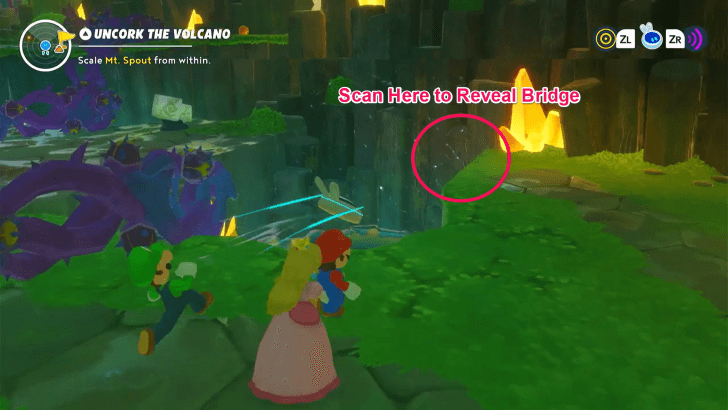 Mario Rabbids Sparks Of Hope - 10 Uncork The Volcano Hidden Bridge to the Right of Vines