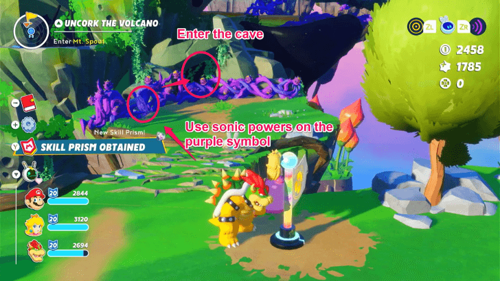 Mario Rabbids Sparks Of Hope - 1 Uncork The Volcano Clear the Purple Vines.png
