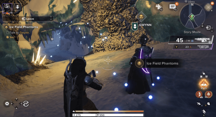 Talk to Gwynn Outside the Ice Cavern