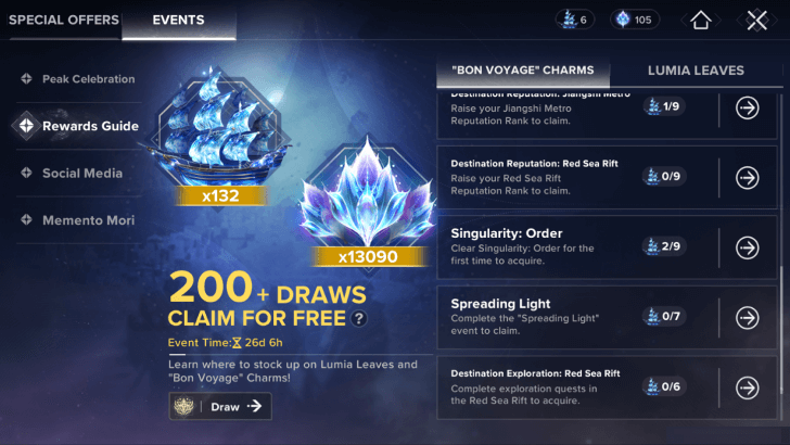 Bon Voyage Gems Rewards