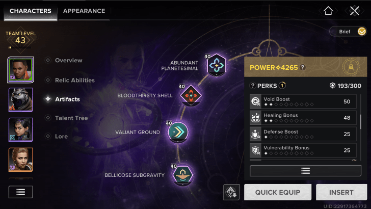 Grants Perks to Characters