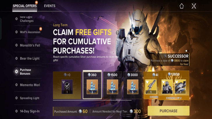 Purchase Bonuses