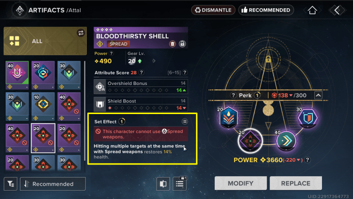 Some Artifacts Have No Effect on Certain Characters