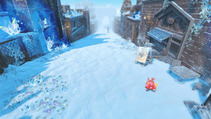 Kirby and the Forgotten Land - Star-Crossed World - Frost Street Snow Park Sign Location