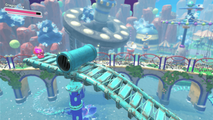 Kirby and the Forgotten Land - Star-Crossed World - Crossing Wondaria Pipe Location