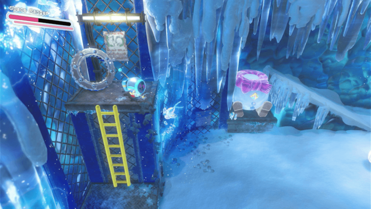Kirby and the Forgotten Land - Star-Crossed World - Freezing Wind and Some Snowmen Ring Location