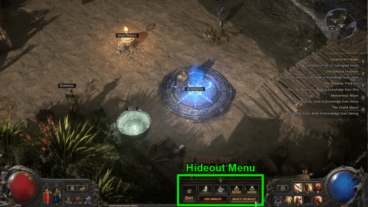 Opened Hideout Menu