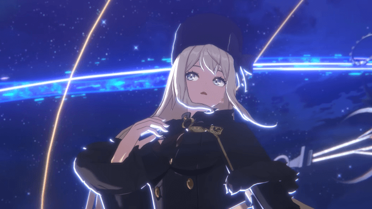 Lisa from Star Savior tracks a shooting star streaking across outerspace