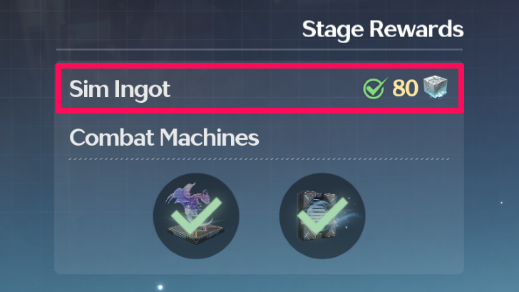 Sim Ingots in Stage Rewards