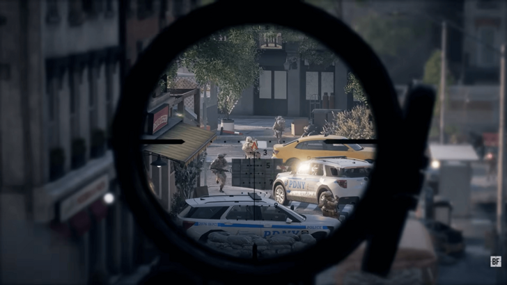 An enemy Battlefield 6 player is shown dead center on a sniper‘s scope