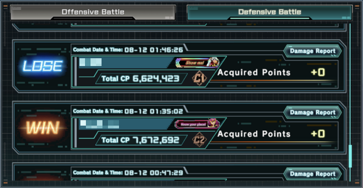 Defensive Battle Report