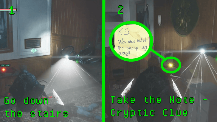 Hell is Us - Go down to the Reception room and take the Note - Cryptic Clue behind the table