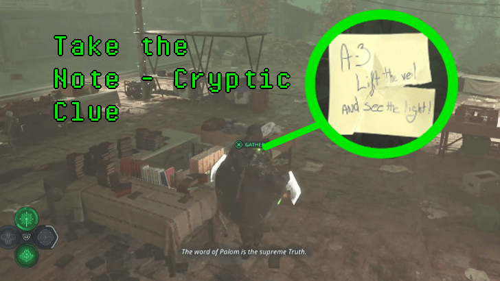 Hell is Us - Take the Note - Cryptic on the table in the middle of the Community Market