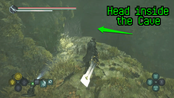 Ill-Gotten Gains - Jump down the ledge and head inside the cave