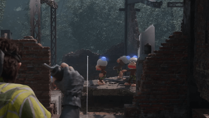 MGS Delta - Dawn of the Apes Grenade on Group of Monkeys.png