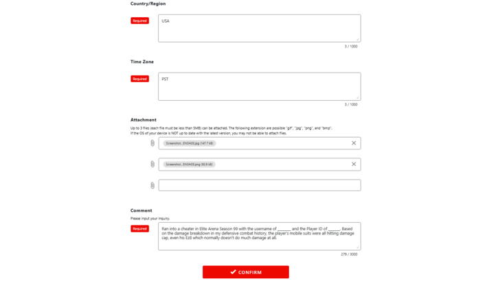 How To Report a Cheater Step 4 - Gundam UCE