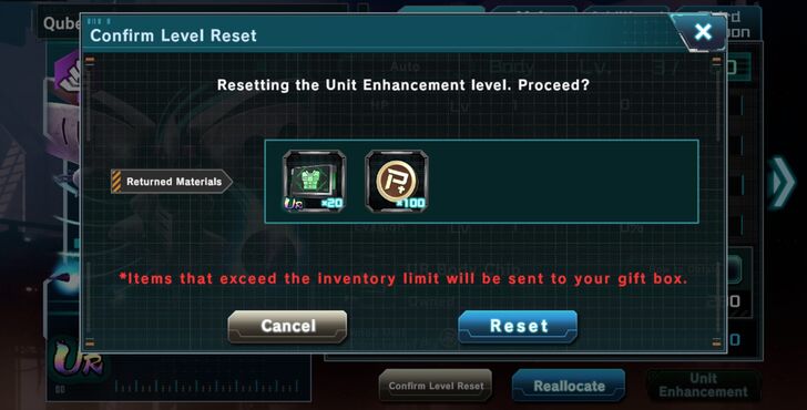 Unit Enhancement Reset