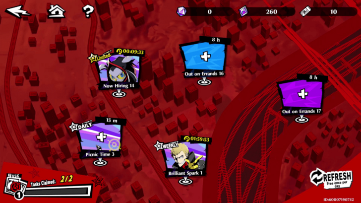 Choose from Regular, Daily, Weekly, and Limited Tasks