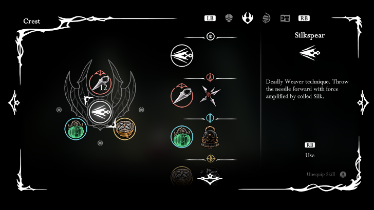 Equip in the Crest Menu