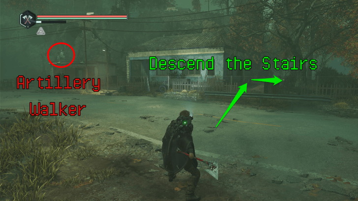 Hell is Us - Go around the Blue House to reach the docks where Korio Della is residing