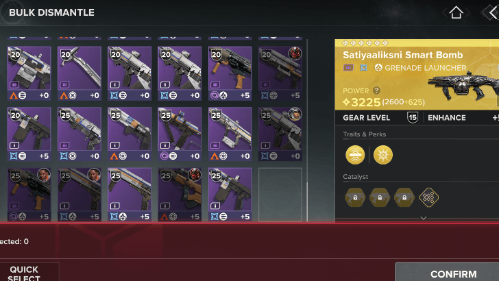 Dismantle Mythic and Exotic Weapons