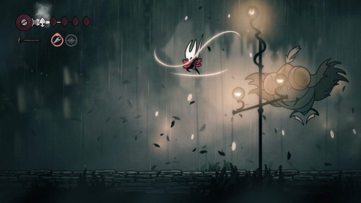 Silksong Hornet Healing in Front of Moorwing