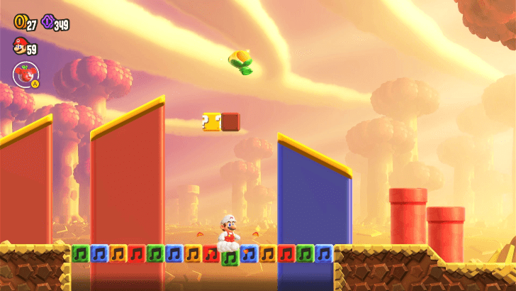 Super Mario Bros Wonder - Rolla Koopa Derby Purple 10 Coin Location 1