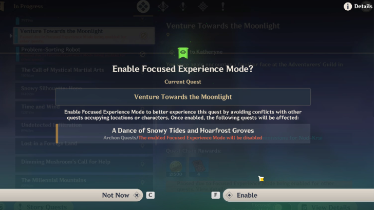 Genshin - Enable Focused Experience Mode
