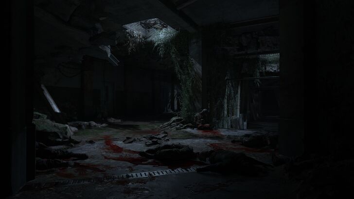 Dying Light building with dead bodies scattered around