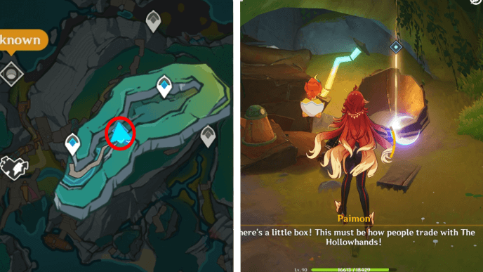 Genshin - The Stress of Changing Careers Quest Guide - Go to The Hollowhands Trading Spot