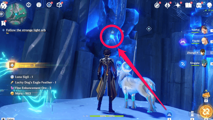 Genshin - Blues of the Old World - Follow the Strange Light Orb Step 3