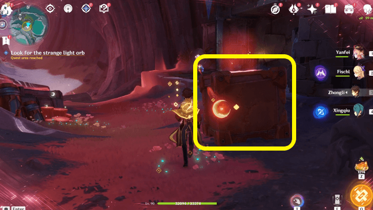 Genshin - Crimson Cleansing - Look for the Strange Light Orb Step 1