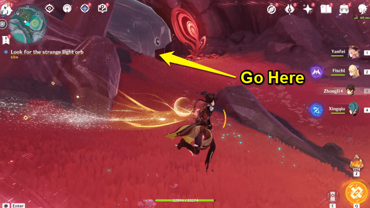 Genshin - Crimson Cleansing - Look for the Strange Light Orb Step 4