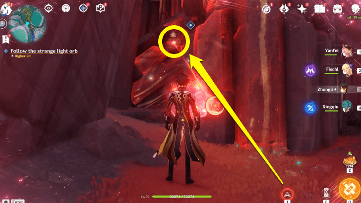 Genshin - Crimson Cleansing - Follow the Strange Light Orb Step 1