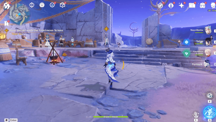 Genshin Impact Where the Moon Rises Quest Have Dinner With the Frostmoon Scions