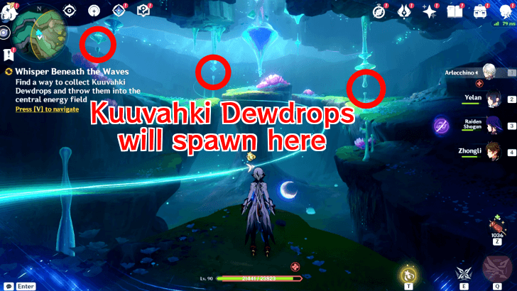 Genshin Impact - Whisper Beneath the Waves - Find a way to collect Kuuvahki Dewdrops