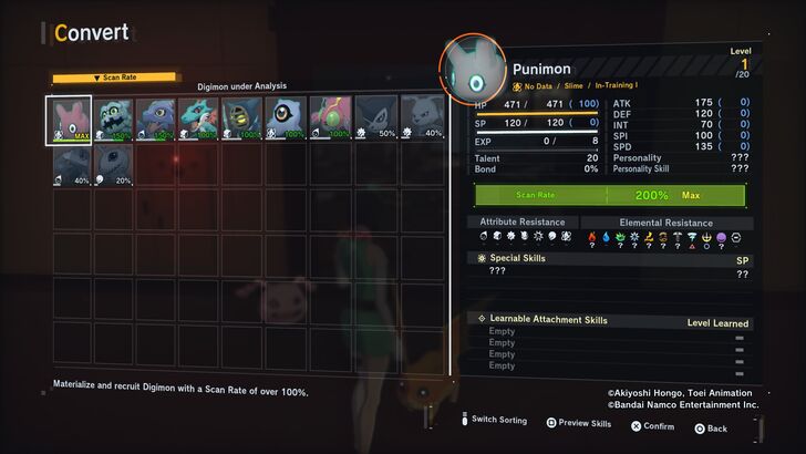 Digimon Story: Time Stranger Scan Rate