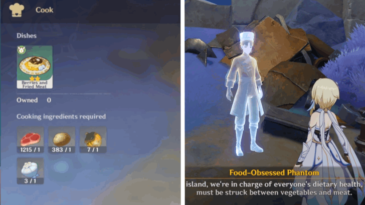 Genshin Impact - Cook a Berries and Fried Meat