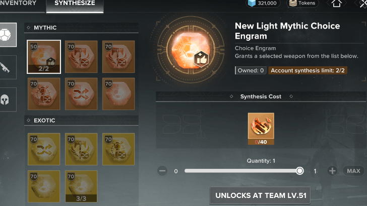 Crafting Weapon Engrams