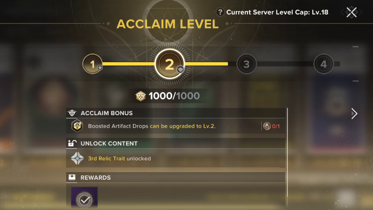 Acclaim Level Perks
