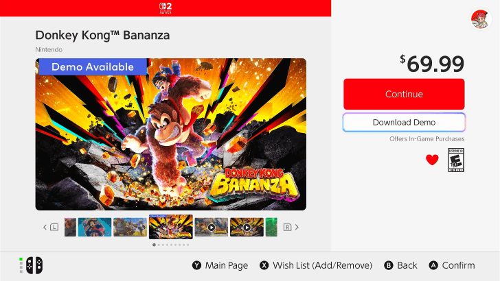 Donkey Kong Bananza Demo on the eShop