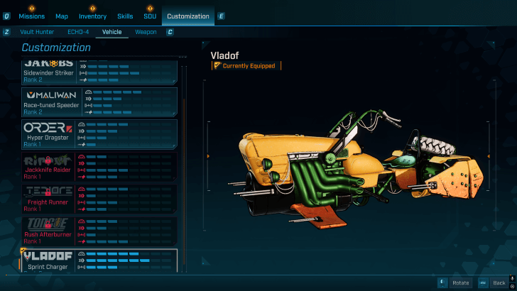 Borderlands 4 - Vehicle Manufaturer Stats