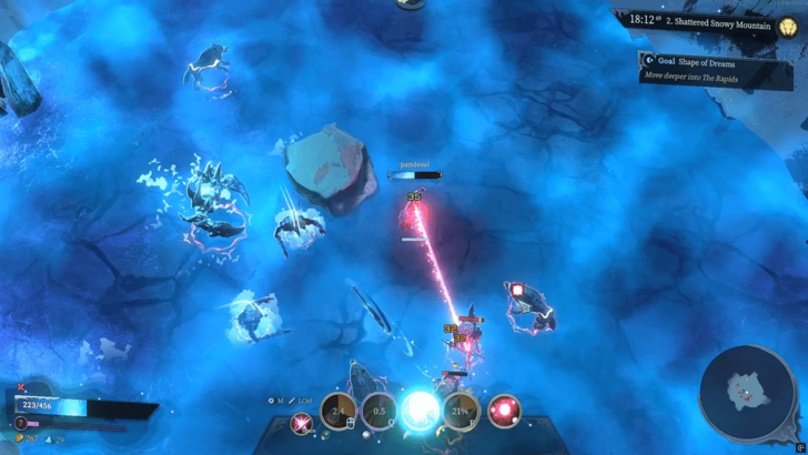 Yubar player in battle with frost spiders